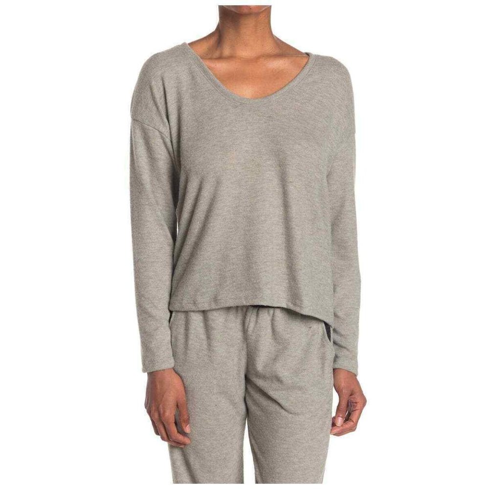 Project Social T | Women's Grey Drop Shoulder Scoop Neck Sweater Large